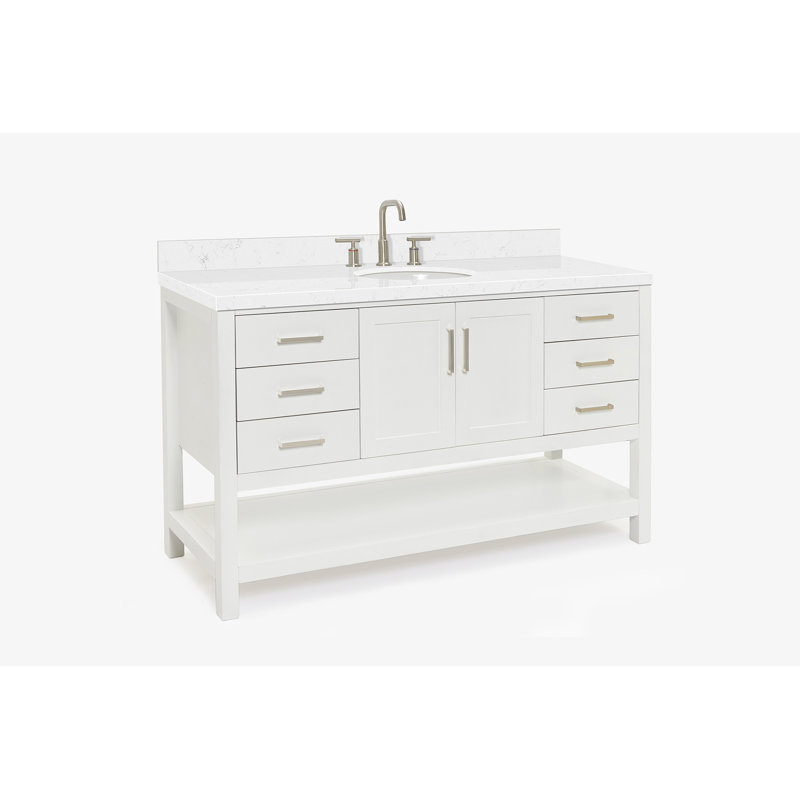 ARIEL Magnolia 60 Single Sink Bathroom Vanity with Top, White