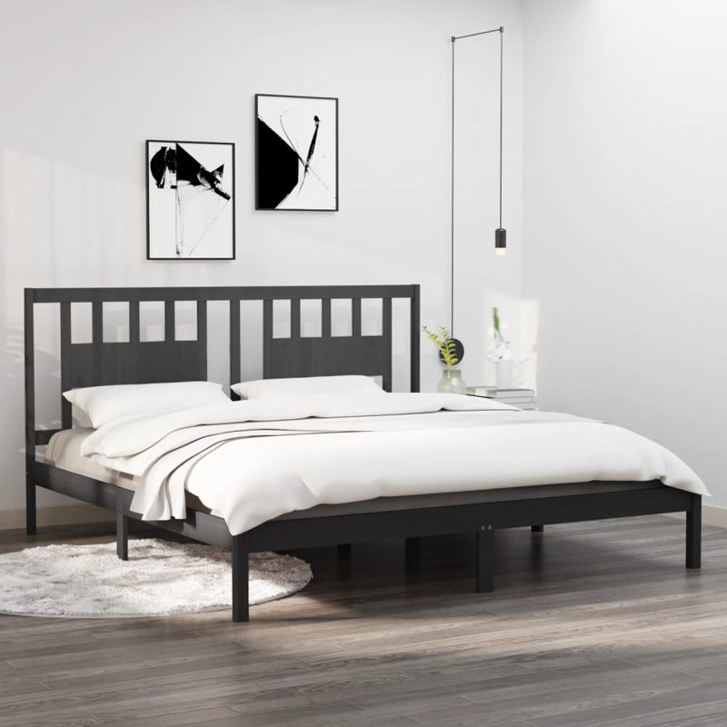 Bed Frame Solid Wood, Kingsize (160 x 200 cm), No, Natural