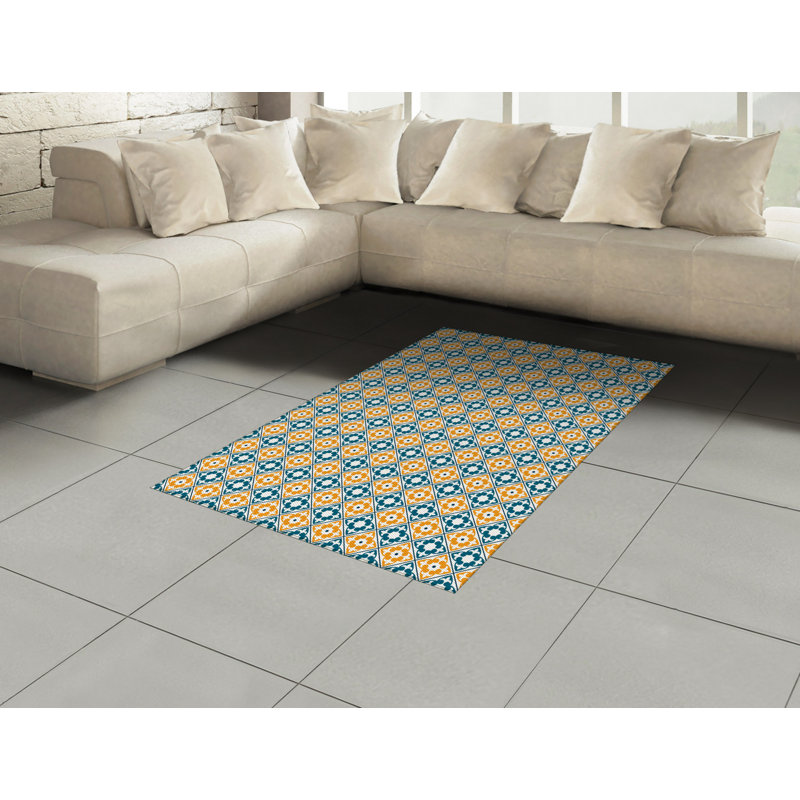 Moroccan High Density Long Fiber Poly Threads Decorative Area Rug Carpet, Rectangle 4' x 5'8"