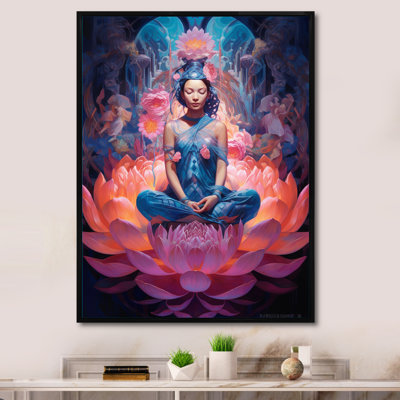 «Blue Yoga Pink Lotus Woman I» sur toile