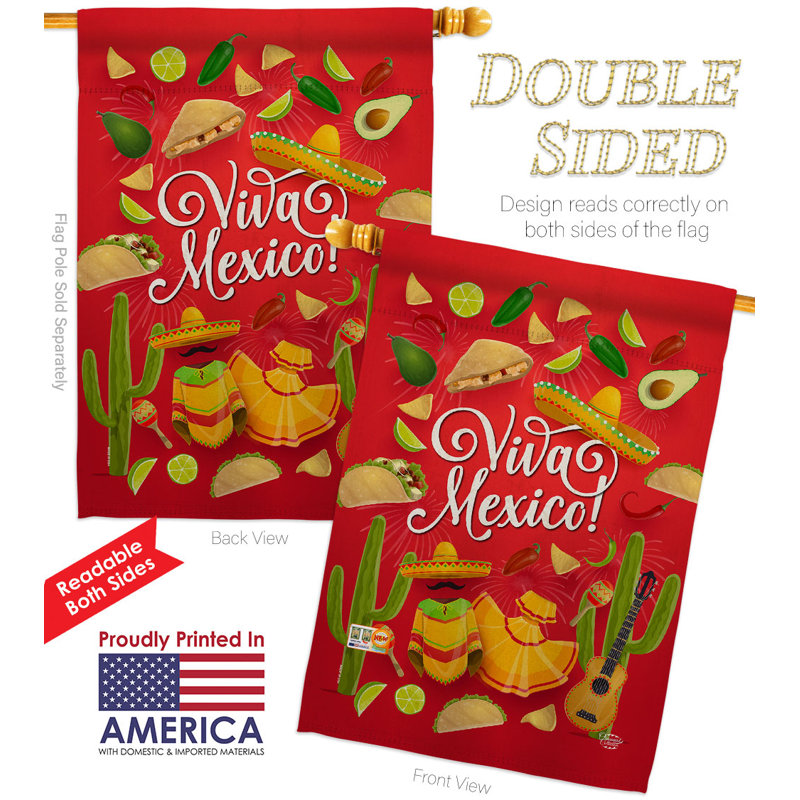 Drapeau de maison 40 x 28 po Viva Mexico