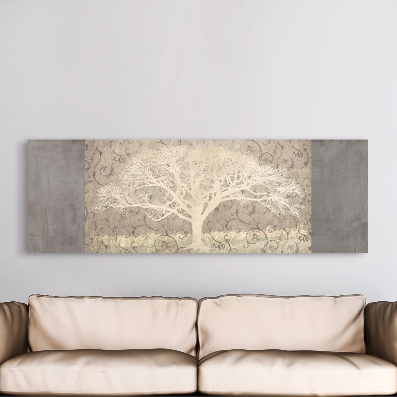 Grey Brocade Panel by Alessio Aprile - Wrapped Canvas Print, 40cm H x 120cm W x 4cm D
