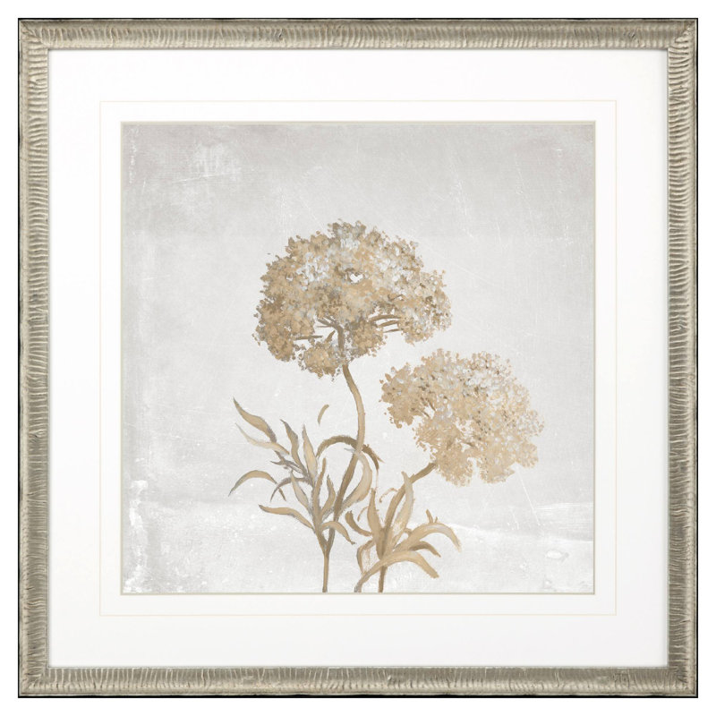 Delicate Botanical Blossom Print with Antique Silver Frame