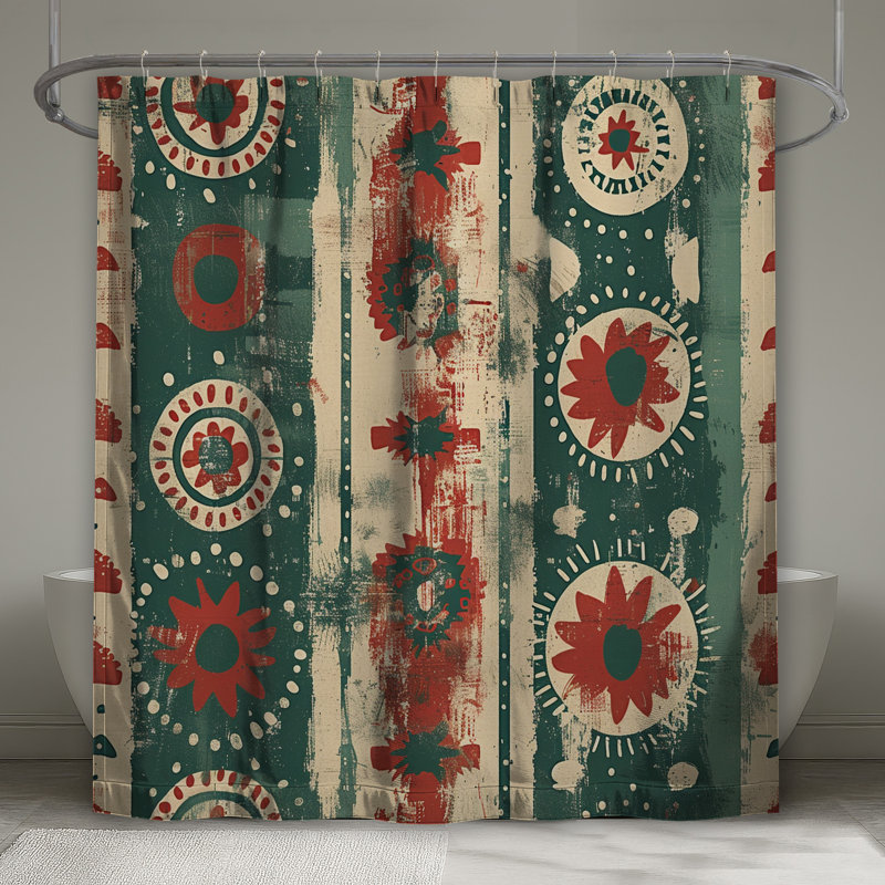 Rideaux de douche abstraits à cercles floraux très longs, L 70 po x H 84 po