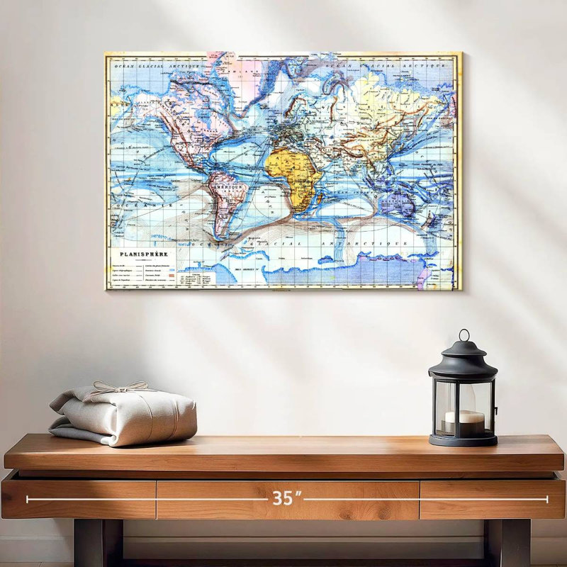Ancienne carte Aletra Planisphere, H 16 po x l 24 po