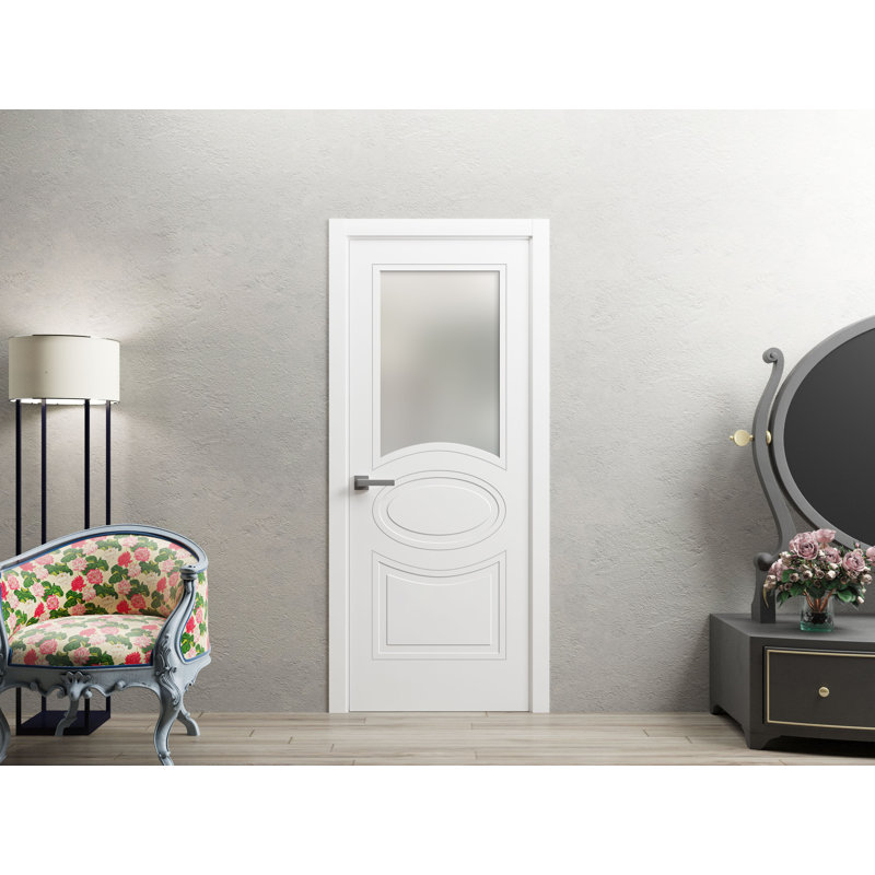 Porte opaque solide en verre français / Mela 7012 / Poignée à panneau simple régulier / Portes de chambre à coucher modernes pour salle de bain