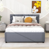 Ellionna Upholstered Platform Bed with Trundle and Headboard