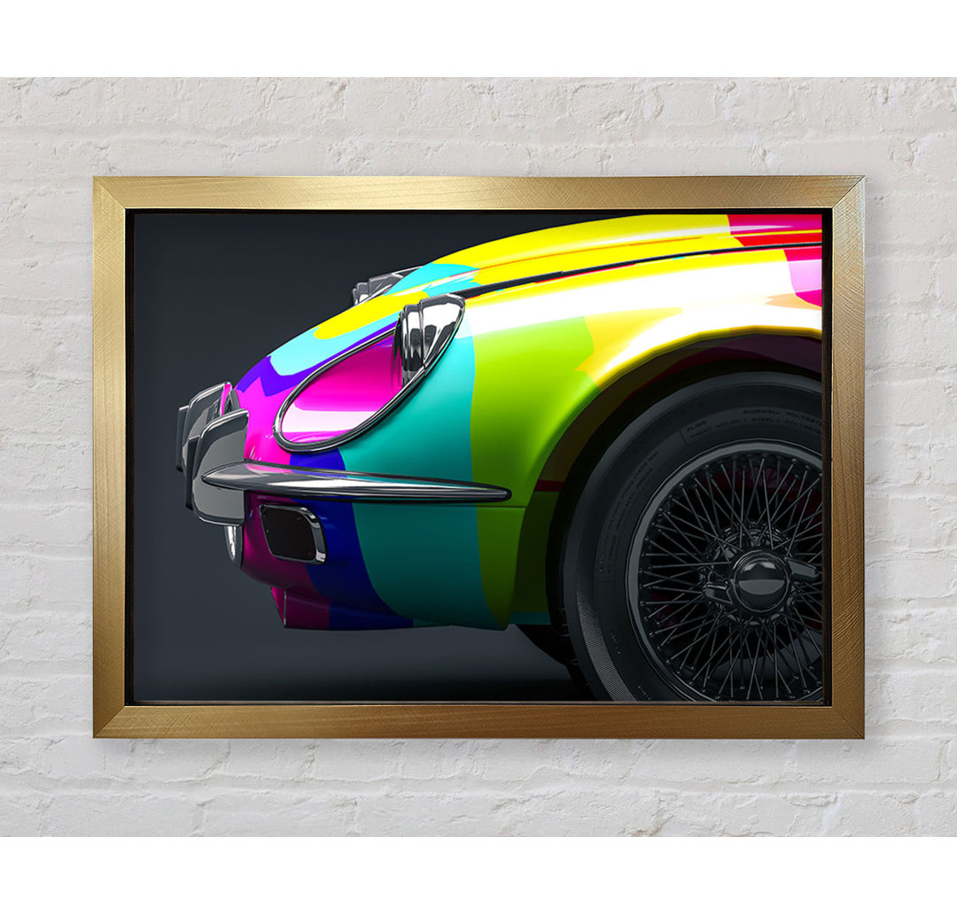 E Type Jaguar Rainbow Stripes - Einzelner Bilderrahmen Kunstdrucke