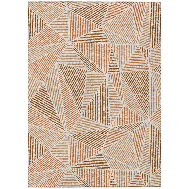 Tapis extérieur lavable géométrique beige 5 pi x 8 pi