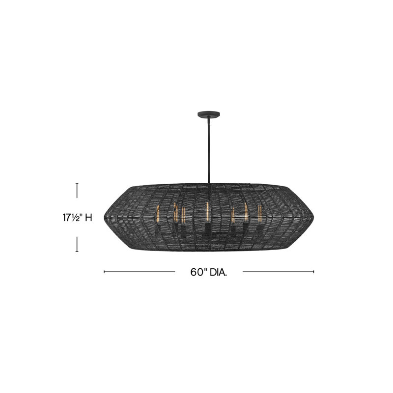 Luca Eight-Light Woven Drum Chandelier by Lisa McDennon, Black