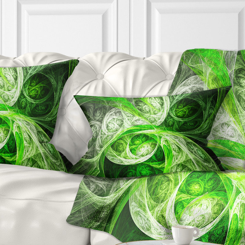 Mystic Green Fractal - coussin imprimé abstrait
