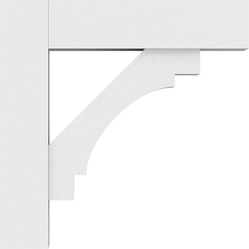 3"W x 18"D x 18"H Standard Merced Architectural Grade PVC Bracket with Block Ends, 18"H x 3"W x 18"D