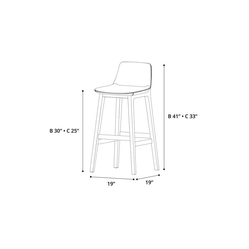 Mercer Barstool, Counter Stool (25" Seat Height), Graphite Eco Leather