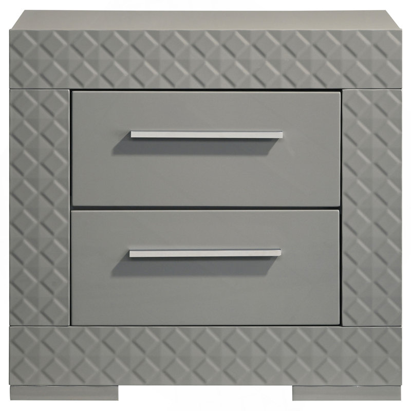 Table de chevet 2 tiroirs Pierce Grey, Gris
