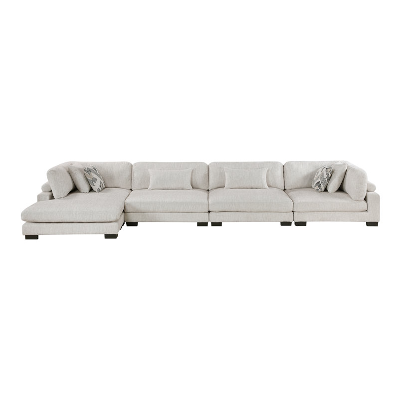 Canapé modulaire 4 pièces avec méridienne Hanna, Microfibre/microsuède brun