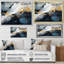 Encre de marbre abstraite dorée et bleue I - décoration murale en marbre-1354998049-1354998062