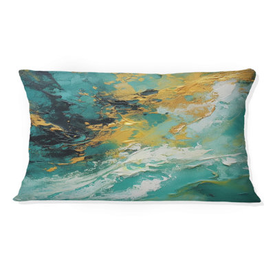 Coussin Golden Golden Waves Breaking Abstract I - Abstract Shapes