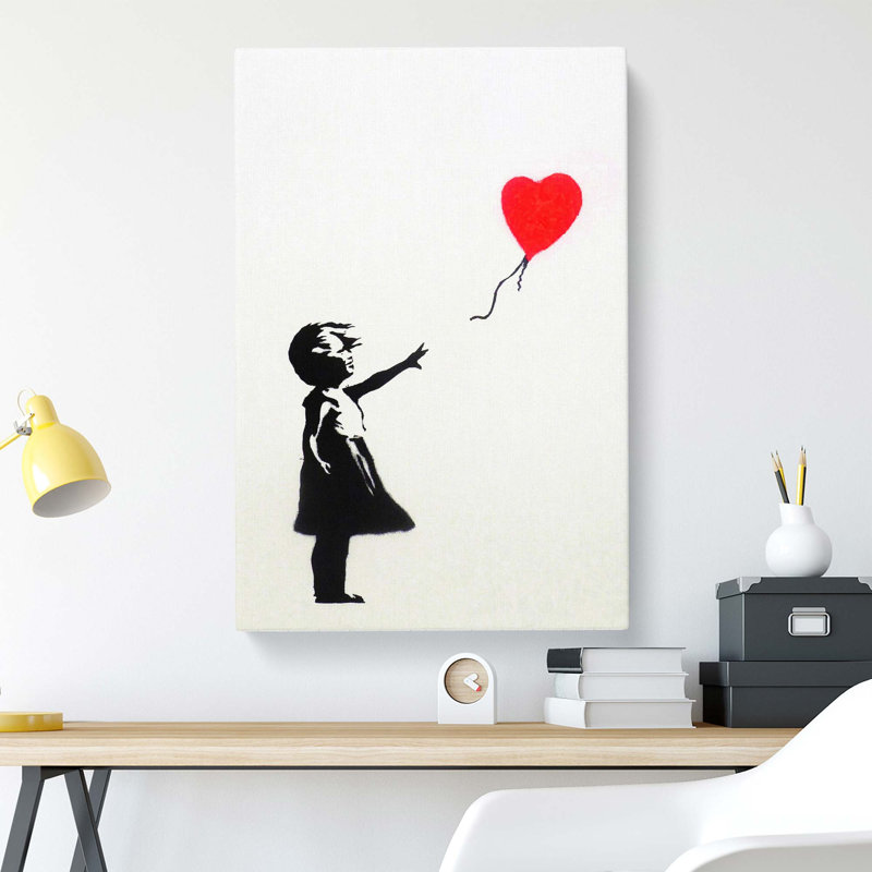 Girl With Red Balloon by Banksy - Wrapped Canvas Painting, 60cm H x 40cm W x 3cm D