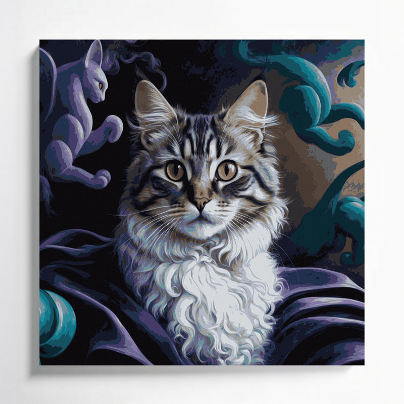Cats Foldex Gray Canvas Wall Art, 16" H x 16" W