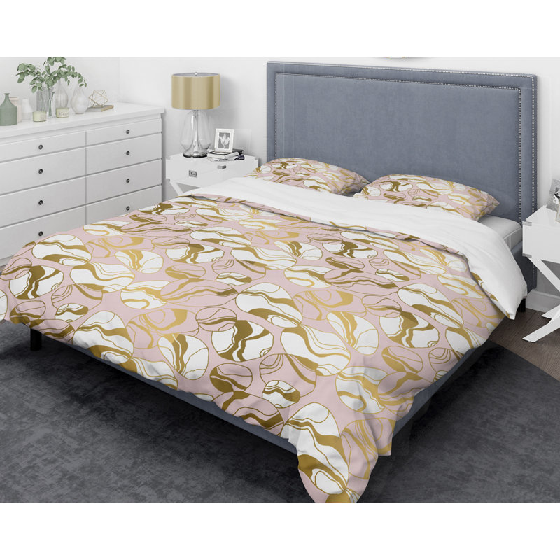 Glam Polyester Twill Abstract Duvet Cover, King Duvet Cover + 2 Shams