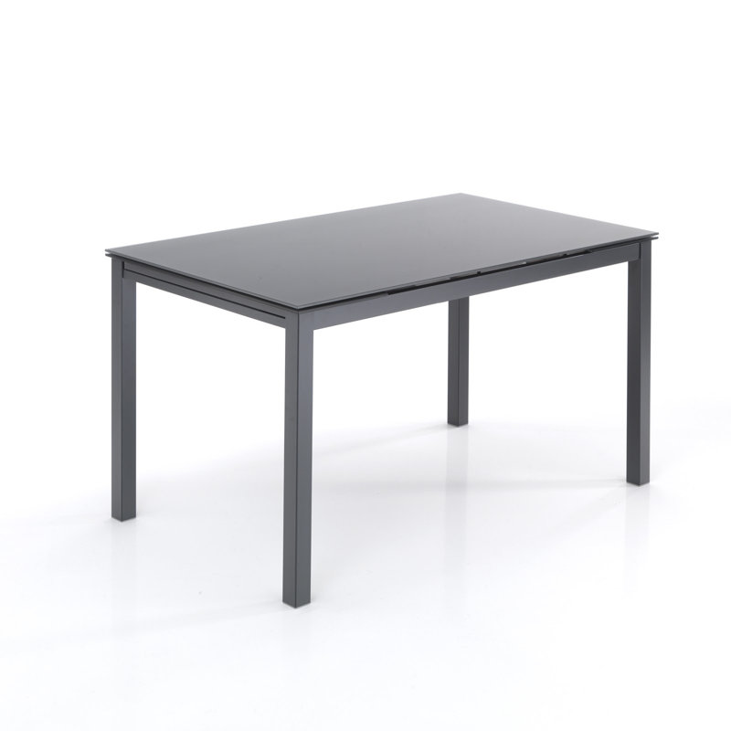 Dafne Glass Top Metal Base Dining Table, Grey