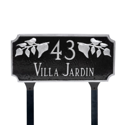 Camden Ivy Two-Line Address Sign Plaque with Lawn Stakes