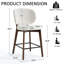 Tabouret de bar Mid-Century moderne, tabouret de bar rembourré en tissu avec dossier à oreilles, tabouret de bar à hauteur de comptoir sans accoudoirs avec pieds en bois, repose-pieds en métal, pour comptoir de bar pour îlot de cuisine, beige, ensemble de 2-119619502-124825000
