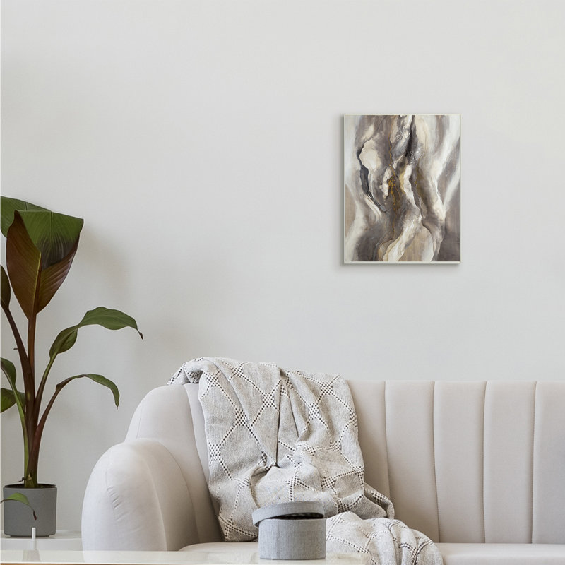 «Flowing Cloudy Gray Abstraction Dark Shadows» par K. Nari - impression, H 15 po x l 10 po, Plaque murale