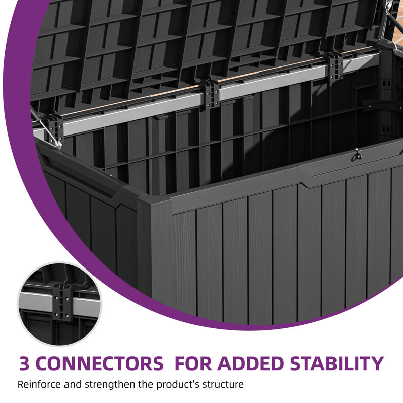 YITA 260 Gallons Water Resistant Resin Lockable Deck Box, Dark Gray