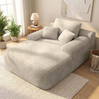 Méridienne convertible en velours côtelé avec accoudoirs larges Corduroy