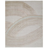 Crescent Rug: Modernist Hand Knotted Rug in Ivory/Taupe