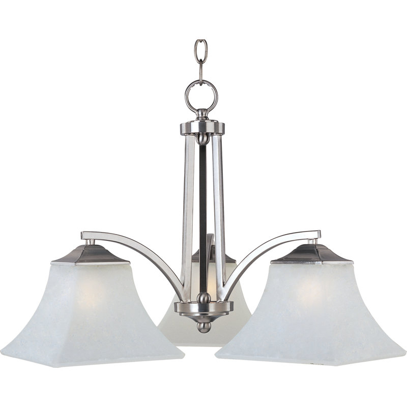 Lustre classique/traditionnel ombré 3 lumières Weedman, Nickel satiné