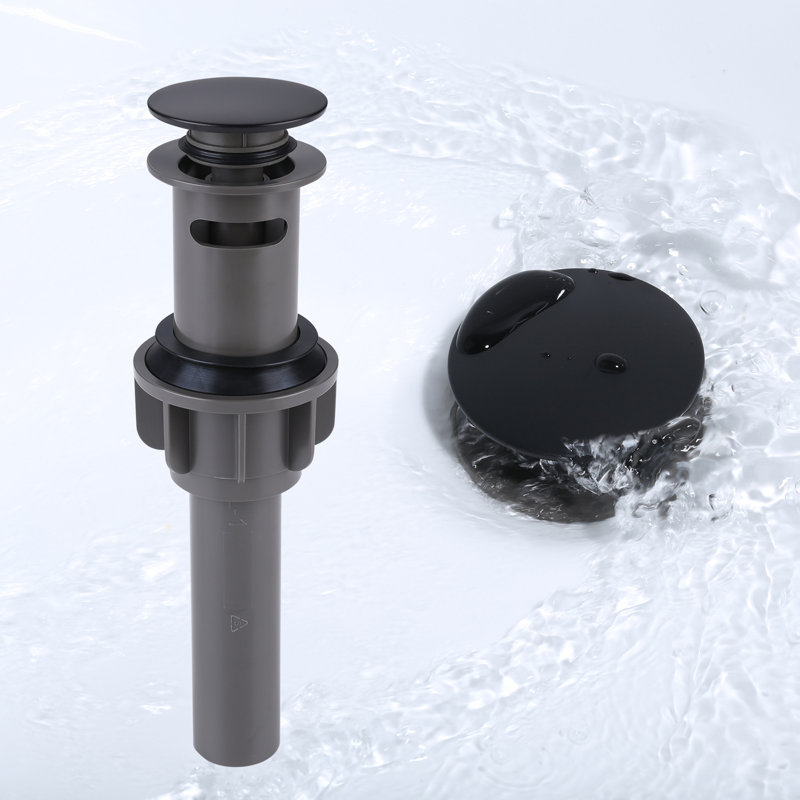 Drain escamotable de lavabo de salle de bain avec trop-plein, Noir mat