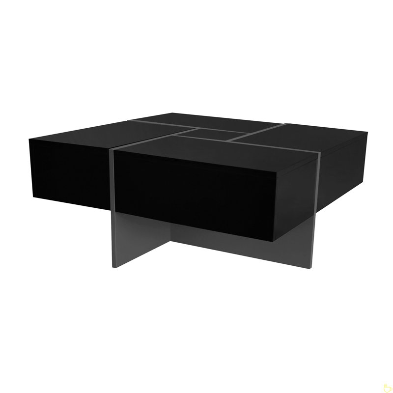 Coffee Table With 4 Hidden Storage Compartments, Square Cocktail Table With Extendable Sliding Tabletop