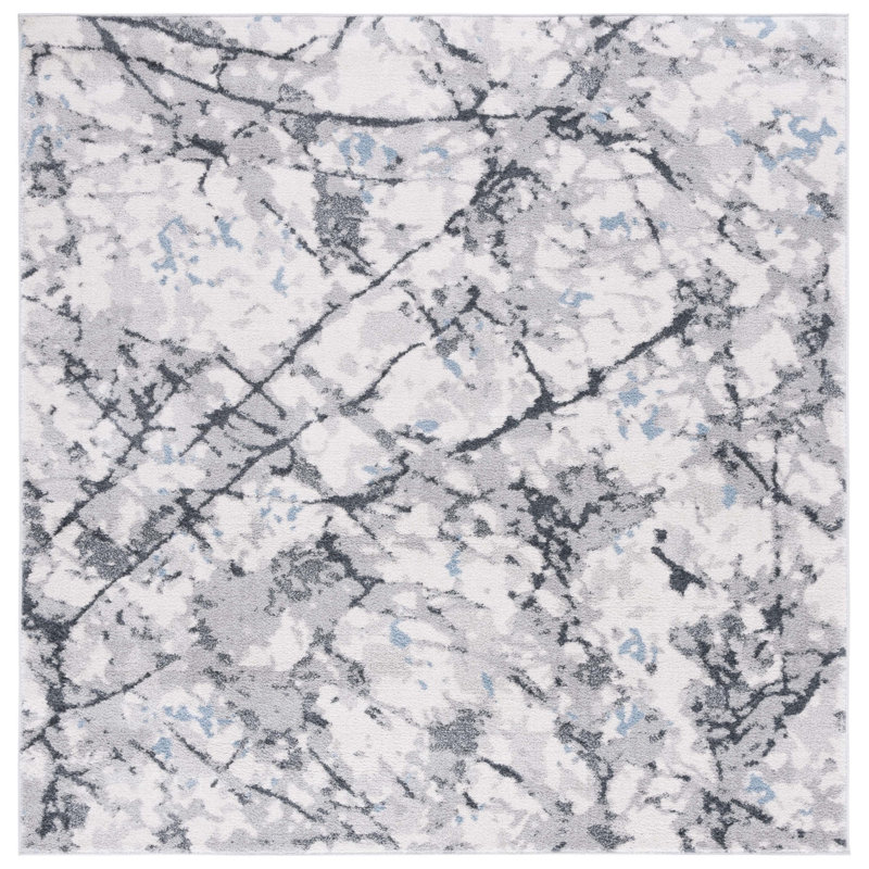 Tapis gris / ivoire Ethellee 668, Carré 6 pi 7 po