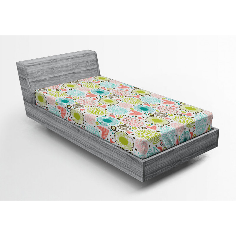 Microfiber Floral Fitted Sheet, Twin Fitted Sheet