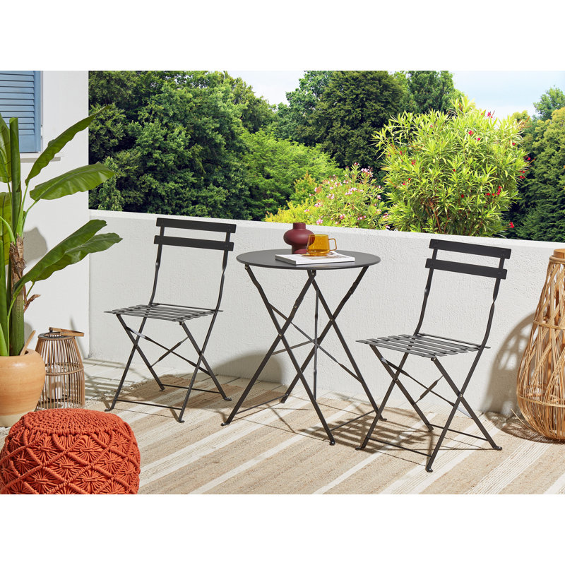 Bistro Set Metal Sea Blue Quetzy, Black