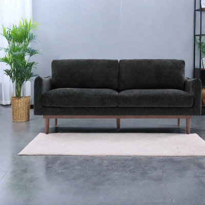 Causeuse en chenille noire confortable et moderne pour la maison