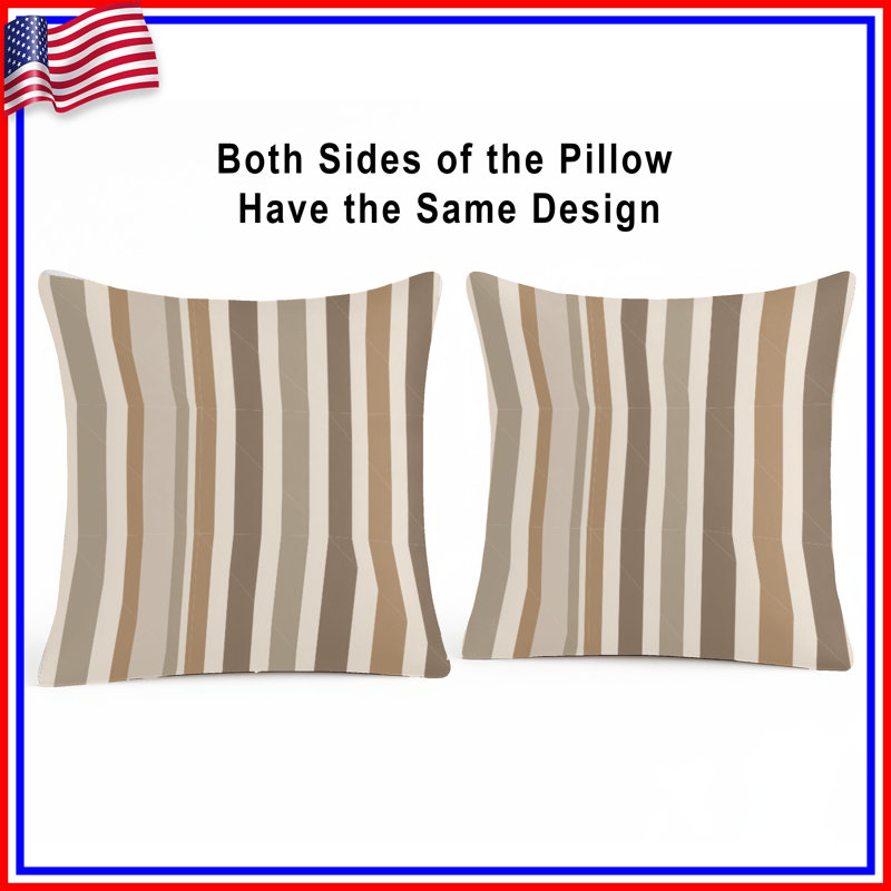 Coussin Stripes, Rayures beiges, Carré 26 po