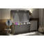 Grand lit avec bureau, lumières à DEL, station de charge - gris, mur peu encombrant pour les petites pièces, design moderne et contreplaqué, éclairage intégré gris facile à assembler, ports, bureau à domicile idéal ou invité-358927341