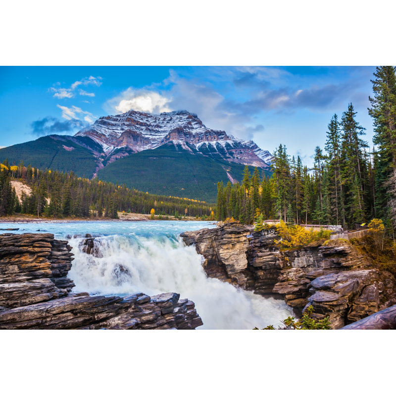 Pyramidal Mountain And Waterfall Athabasca - Wrapped Canvas Print, 30cm H x 46cm W x 3.8cm D