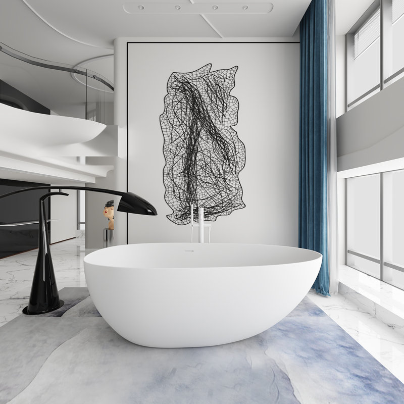 67'' x 33.5'' Soaking Solid Surface Bathtub