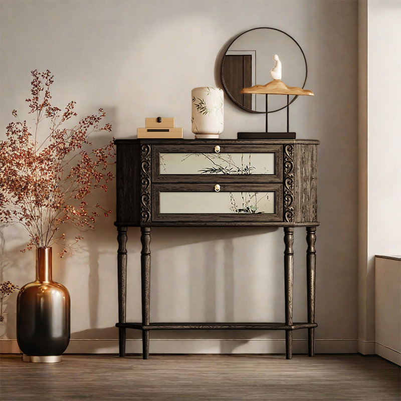 Armoire en noyer avec deux tiroirs