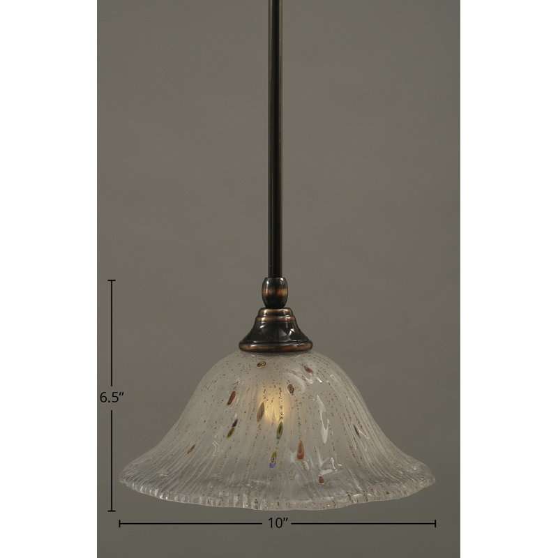 Mini-luminaire suspendu avec tige en cristal givré 10 po, Cuivre noir