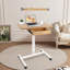 Bureau mobile pour ordinateur portable CLATINA, pupitre réglable à hauteur réglable avec roulettes verrouillables, table de travail réglable avec tiroir, table de travail sur chariot pour salle de classe de bureau à domicile, beige