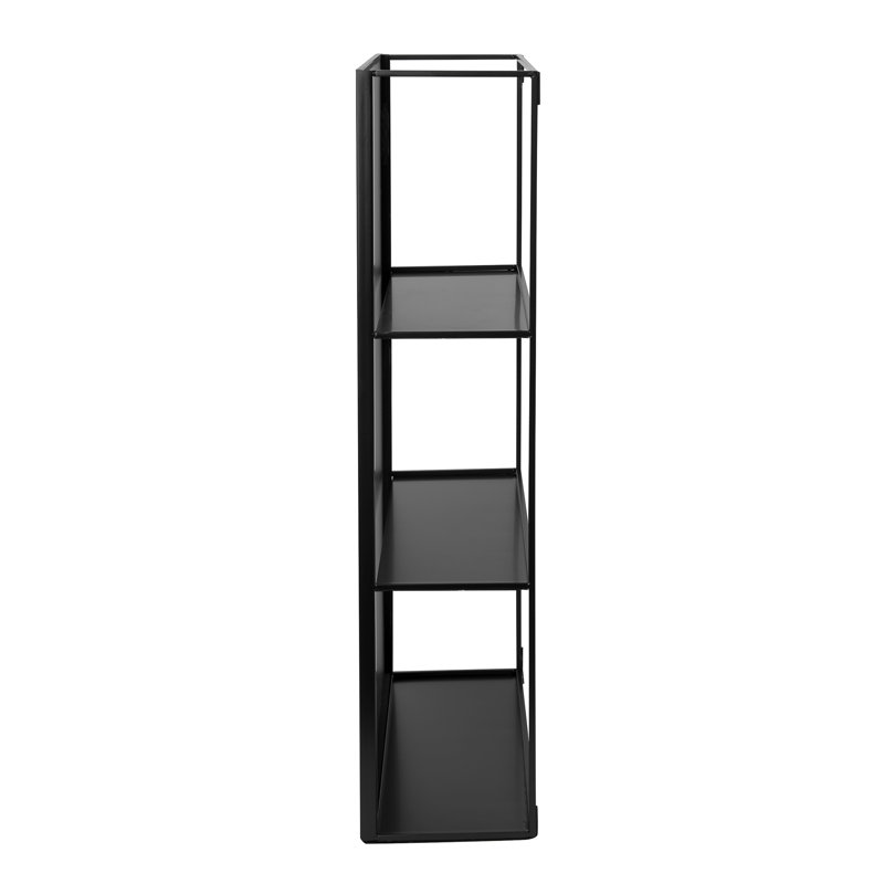Cubiko 24"x12" Black Metal Wall Mirror with Hidden Shelves