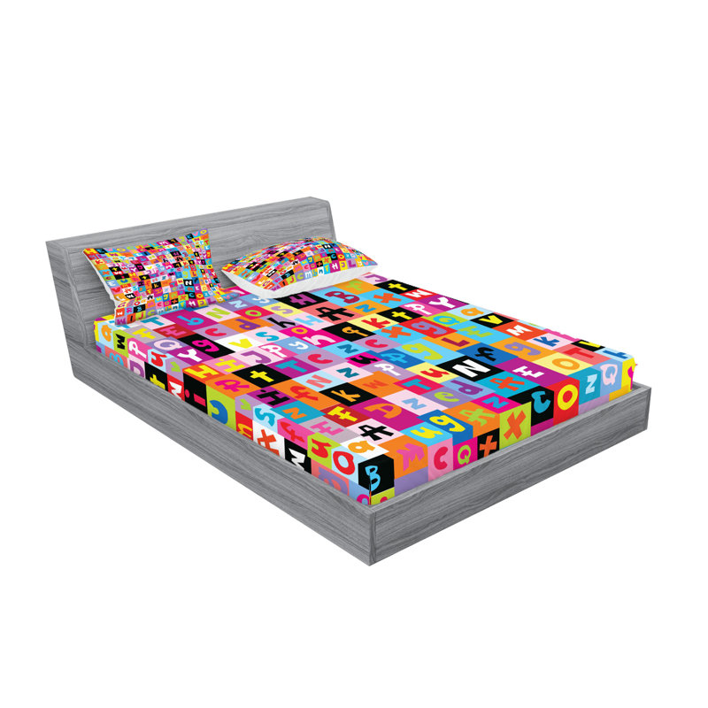 Multicolore drap-housse et coussin décoratif Ambesonne, Ensemble de draps pour lit double + 5 pièces supp