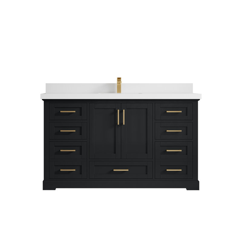 Boston 60 po X P 22 po De salle de bain simple en fer forgé Quartz de Carrare, Blanc
