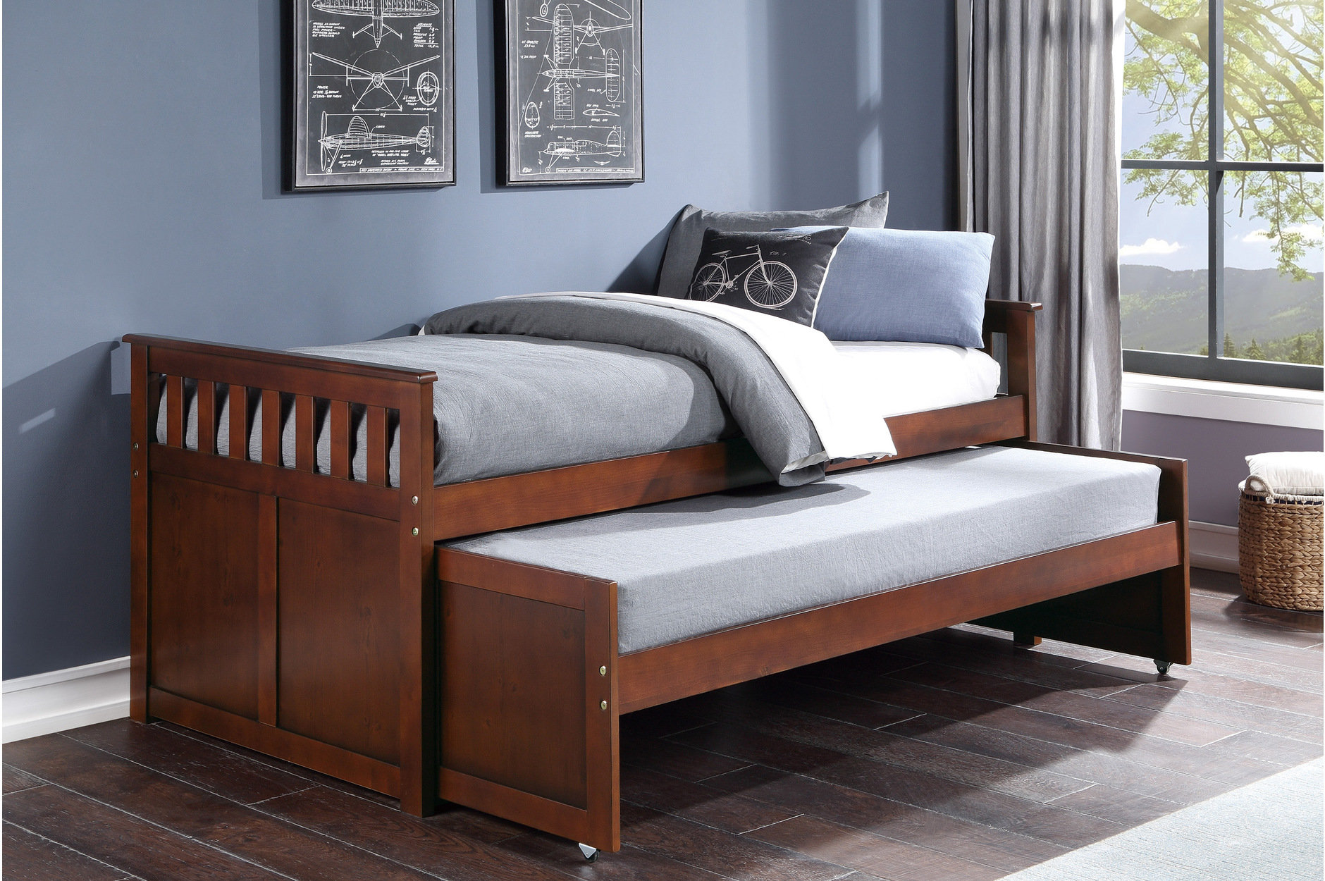 Red Barrel Studio® Bambie Dark Cherry Youth Transitional Twin Over Twin ...