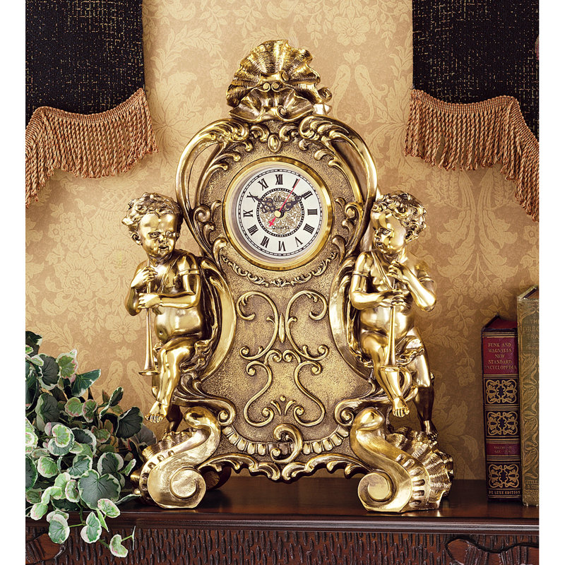 Traditional Roman Numeral Resin Quartz Movement / Crystal Tabletop Clock in Brass